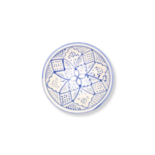 Liten Marockansk Skål "Yasmin" – Blå Handgjord Keramik (15 cm)