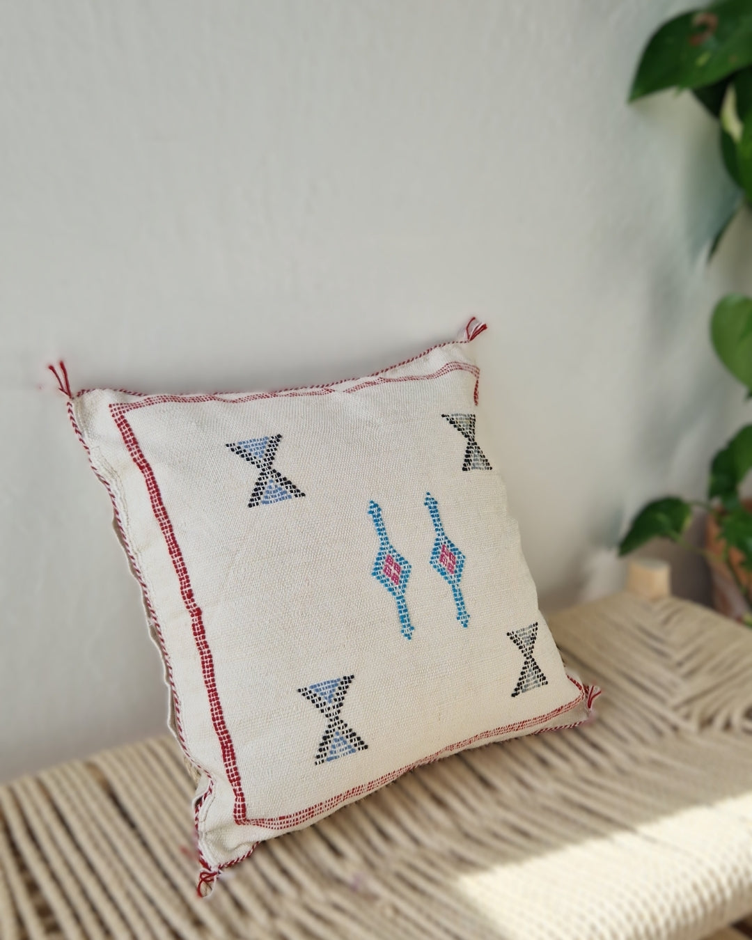 Kuddfodral Kaktussilke Sabra Fajr - Vit