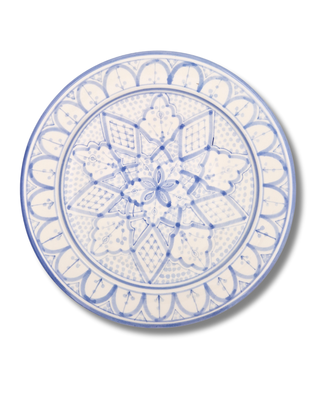 Fat 35 cm Kenza – stort marockanskt serveringsfat i handmålad keramik blå