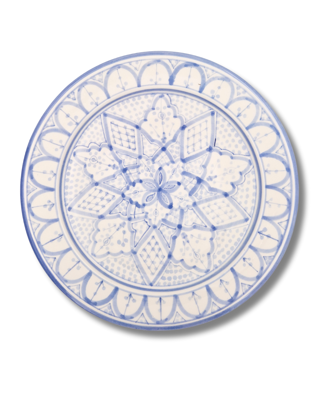 Fat 35 cm Kenza – stort marockanskt serveringsfat i handmålad keramik blå