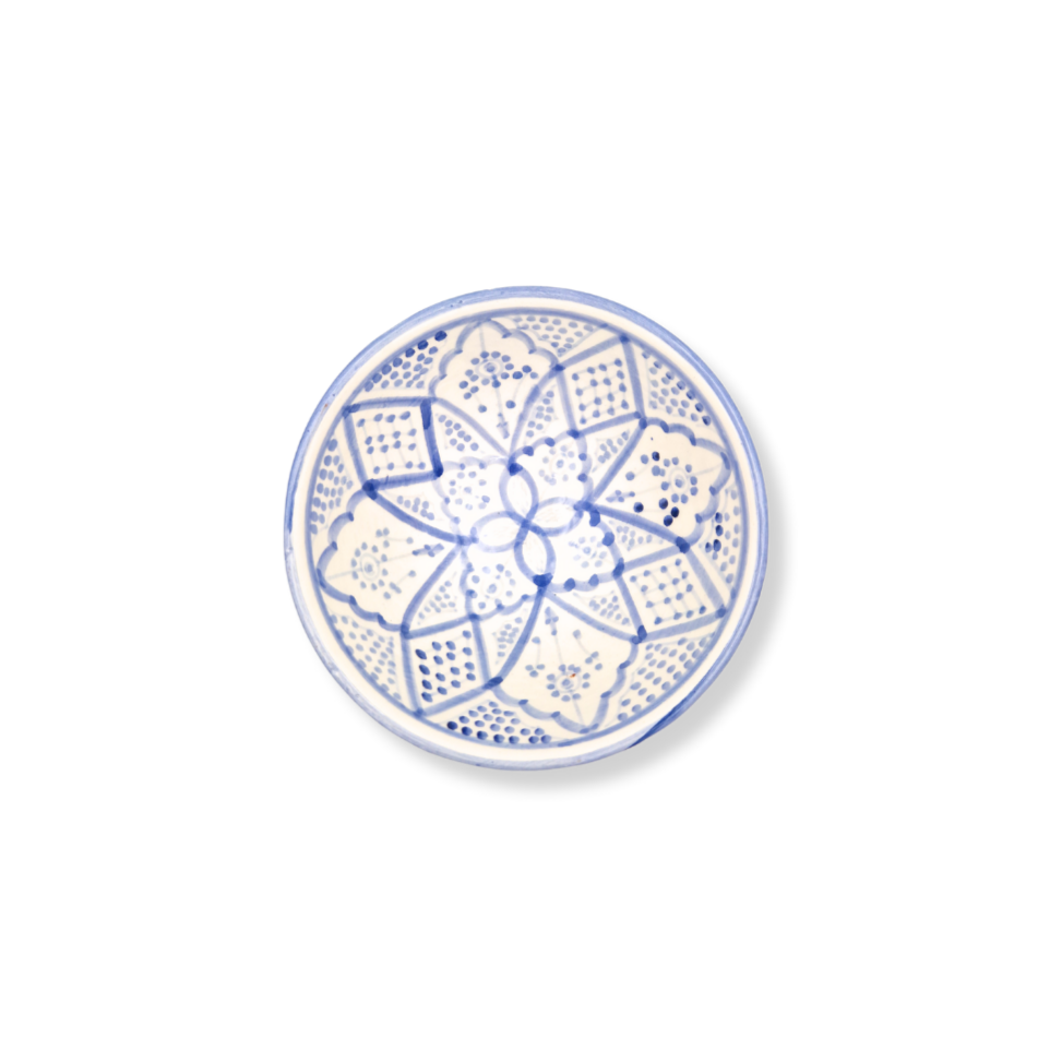 Liten Marockansk Skål "Yasmin" – Blå Handgjord Keramik (15 cm)