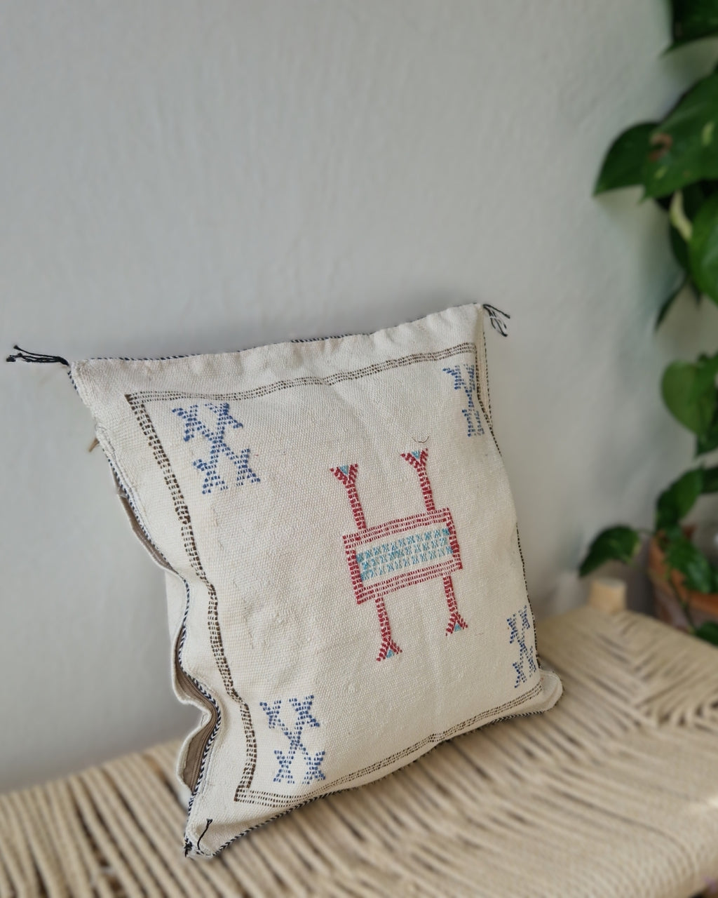 Kuddfodral Kaktussilke Sabra Basma – vit