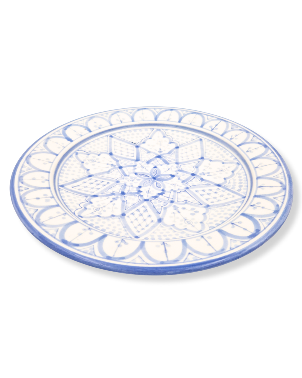 Fat 35 cm Kenza – stort marockanskt serveringsfat i handmålad keramik blå