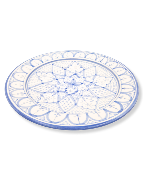 Fat 35 cm Kenza – stort marockanskt serveringsfat i handmålad keramik blå