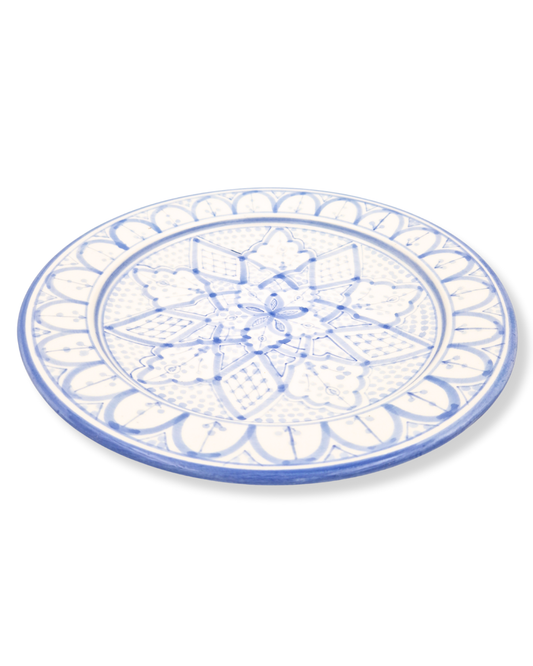 Fat 35 cm Kenza – stort marockanskt serveringsfat i handmålad keramik blå