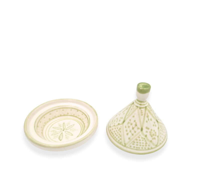 Tagine 12 cm Rania – mini-tagine i handgjord keramik grön