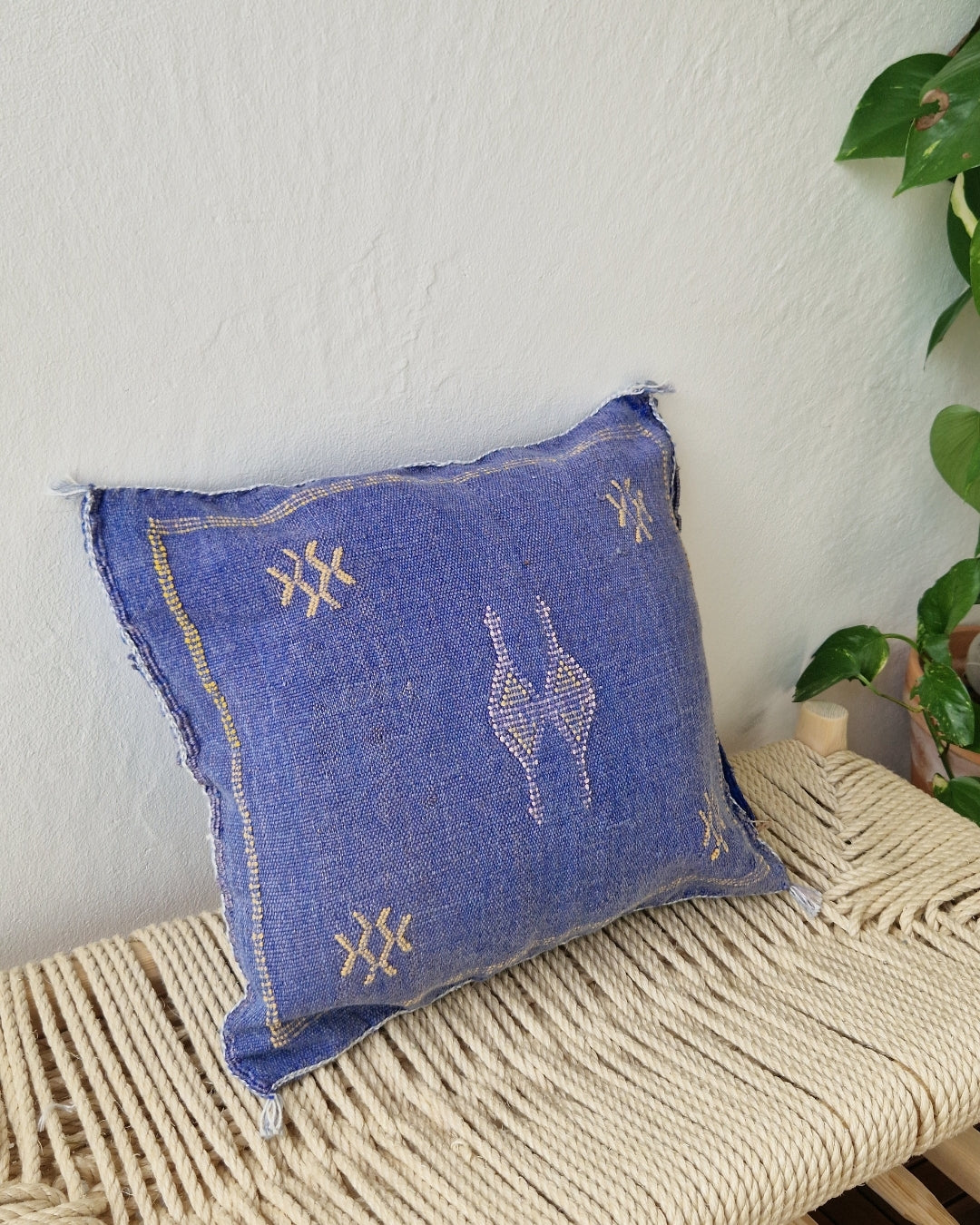 Kuddfodral Kaktussilke Sabra Rim - Blå