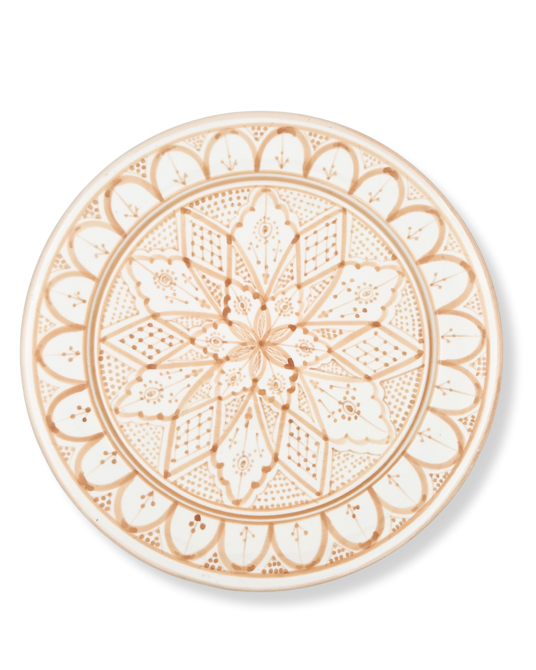 Fat 35 cm Kenza – stort marockanskt serveringsfat i handmålad keramik brun