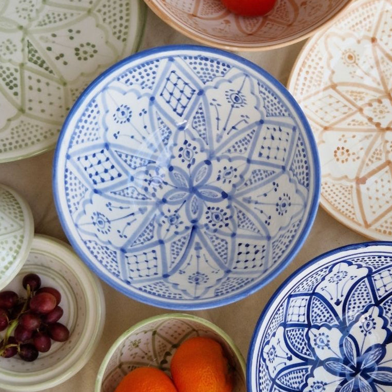 Skål 25 cm Aicha – serveringsskål i marockansk keramik blå