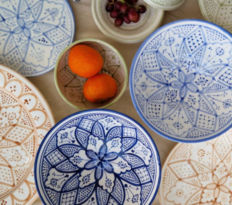 Skål 25 cm Aicha – serveringsskål i marockansk keramik mörkblå