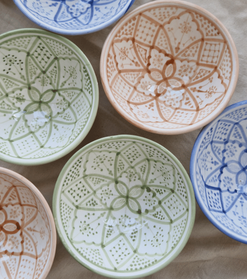 Liten Marockansk Skål "Yasmin – Grön Handgjord Keramik 15 cm